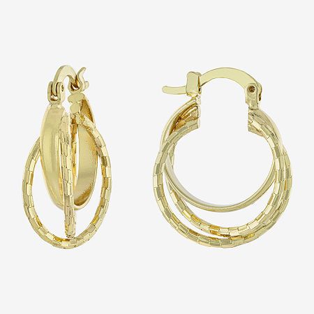 Included: 1 Pair of EarringsFeatures: Nickel FreeEarring Back: HingedStone: No StoneMetal Color: Gold ToneEarring Length: 26mmEarring Width: 5.8mmMetal: 14k Gold Over BrassCare: Wipe CleanCountry of Origin: Imported 14k Gold Huggie Hoop Earrings In Gold-tone, 14k Gold Hoop Earrings With Lever Back, Gold Hypoallergenic Round Wrap Earrings, Hypoallergenic Gold Round Wrap Earrings, Gold-tone 14k Gold Hoop Earrings, Modern Yellow Gold Hoop Wrap Earrings, 14k Gold-tone Hoop Earrings, Modern 14k Gold Hoop Earrings In Gold-tone, Modern 14k Gold-tone Hoop Earrings