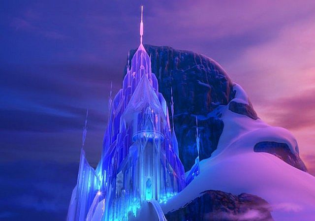 the castle is lit up in blue and purple with words above it that read, i'm best, and i can't seem to find any fairy land