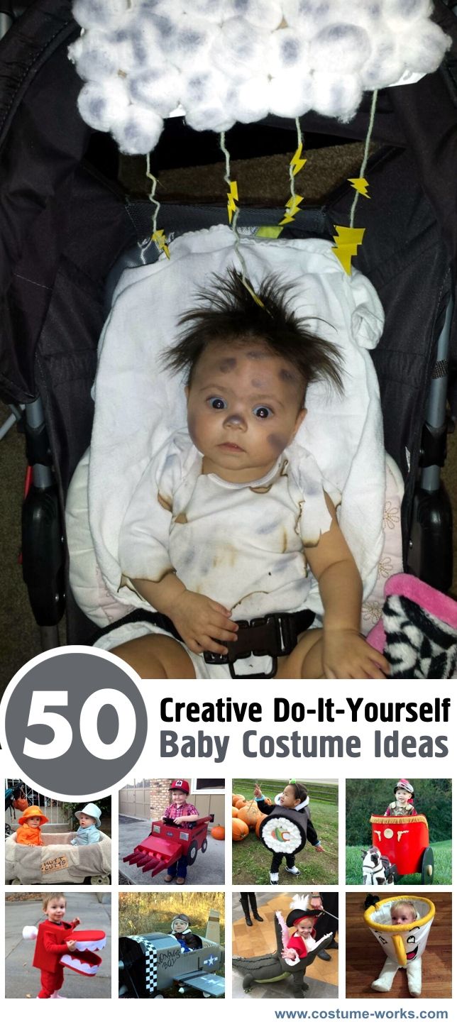 a baby in a stroller with the title 50 creative do - it - yourself baby costume ideas