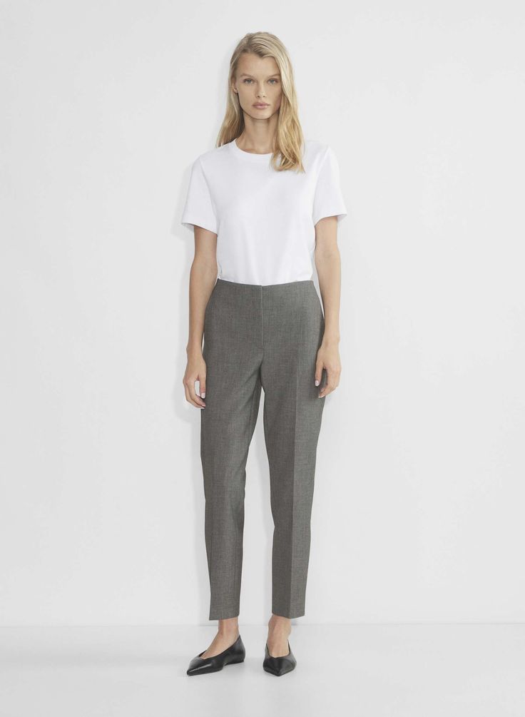 MARKOVA PANT Non-stretch Straight Leg Dress Pants With Pockets, Aritzia Effortless Pant Grey, Aritzia Melina Pants, Melina Aritzia Pant, Gray Non-stretch Straight Leg Pants, Flare Top, Slim Trousers, Zip Sweater, Slim Fit Trousers