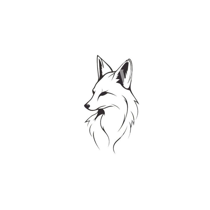 a black and white drawing of a fox