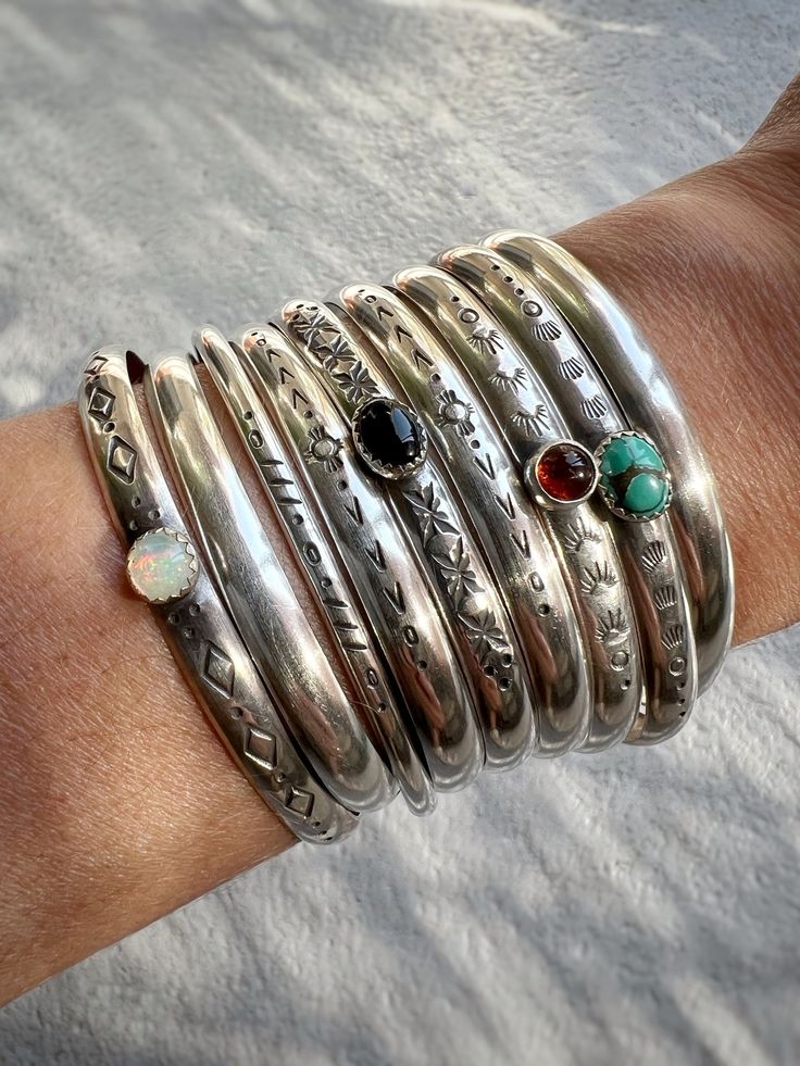 Sterling Silver Bracelet Stack, Kimberly Doyle Jewelry, Jewelry Stamping Ideas, Taino Jewelry, Bali Life, Silver Bracelet Stack, Your Order Has Shipped, Silversmithing Jewelry, Order Has Shipped