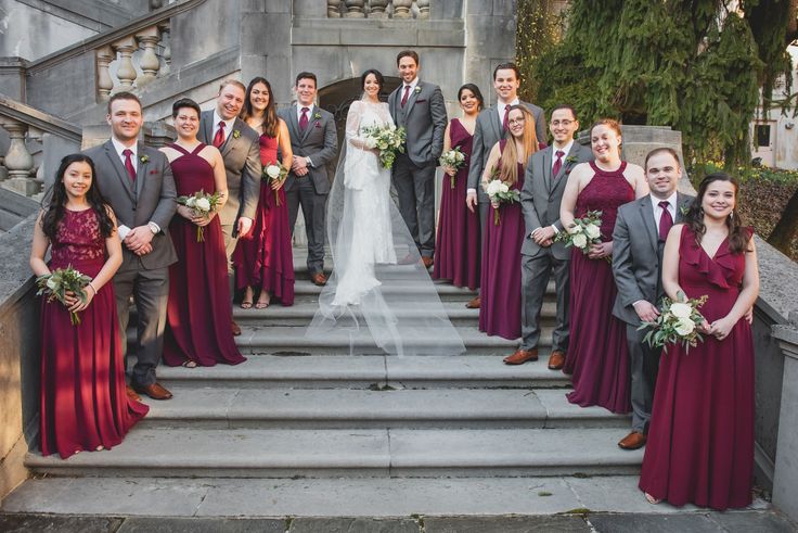 a group of people that are standing on some steps