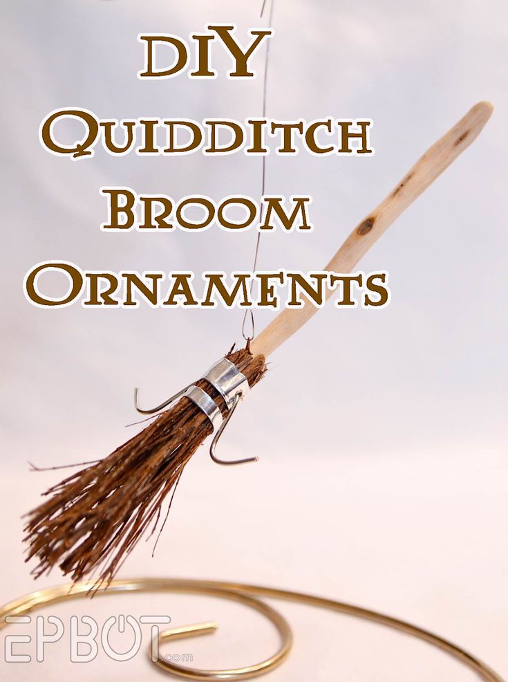 an image of a broom with the words diy quidditch broom ornaments