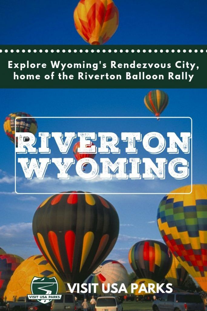 the riverton wyoming hot air balloons are flying in the sky with words above them