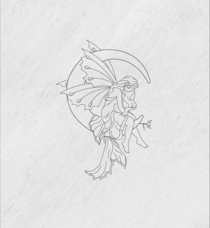 a drawing of a fairy holding an umbrella