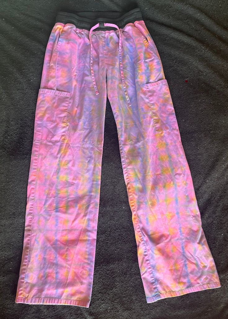 Custom Tie-Dye Purple Scrub Pants, Size XS Casual Tie-dye Straight Leg Bottoms, High Waist Acid Wash Pants With Pockets, Casual Straight Leg Tie Dye Pants, Casual Purple Straight Leg Cargo Pants, Tie-dye Straight Leg Pants With Pockets, Relaxed Fit Tie-dye Bottoms With Pockets, Tie Dye Straight Leg Pants With Pockets, Acid Wash Cotton Pants For Spring, Relaxed Fit Tie Dye Bottoms With Pockets