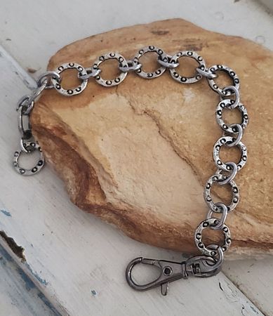 Casual cool silver ring chain bracelet Sterling Silver Round Bracelet With Chain For Everyday, Sterling Silver Jubilee Charm Bracelet, Silver Chain Link Bracelets For Everyday, Silver Chain Bracelet For Everyday, Silver Link Bracelets With Rolo Chain, Metal Link Bracelets With Rolo Chain, Everyday Silver Chain Bracelet, Stainless Steel Silver Chain Bracelet, Everyday Round Silver Chain Bracelet