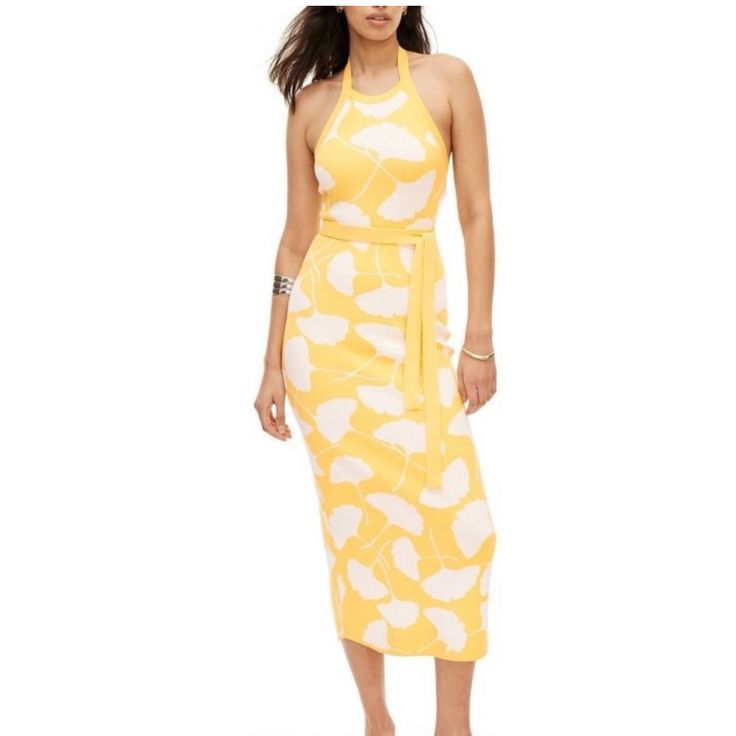 Brand New, Never Worn. Yellow Halter Dress, Yellow V-neck Floral Beach Dress, Yellow Tropical V-neck Maxi Dress, Yellow V-neck Dress With Tropical Print, Her Loss, Wrap Dress Dvf, Nickel-free Yellow Pendant Necklace, Yellow Strapless Dress, Dvf Diane Von Furstenberg