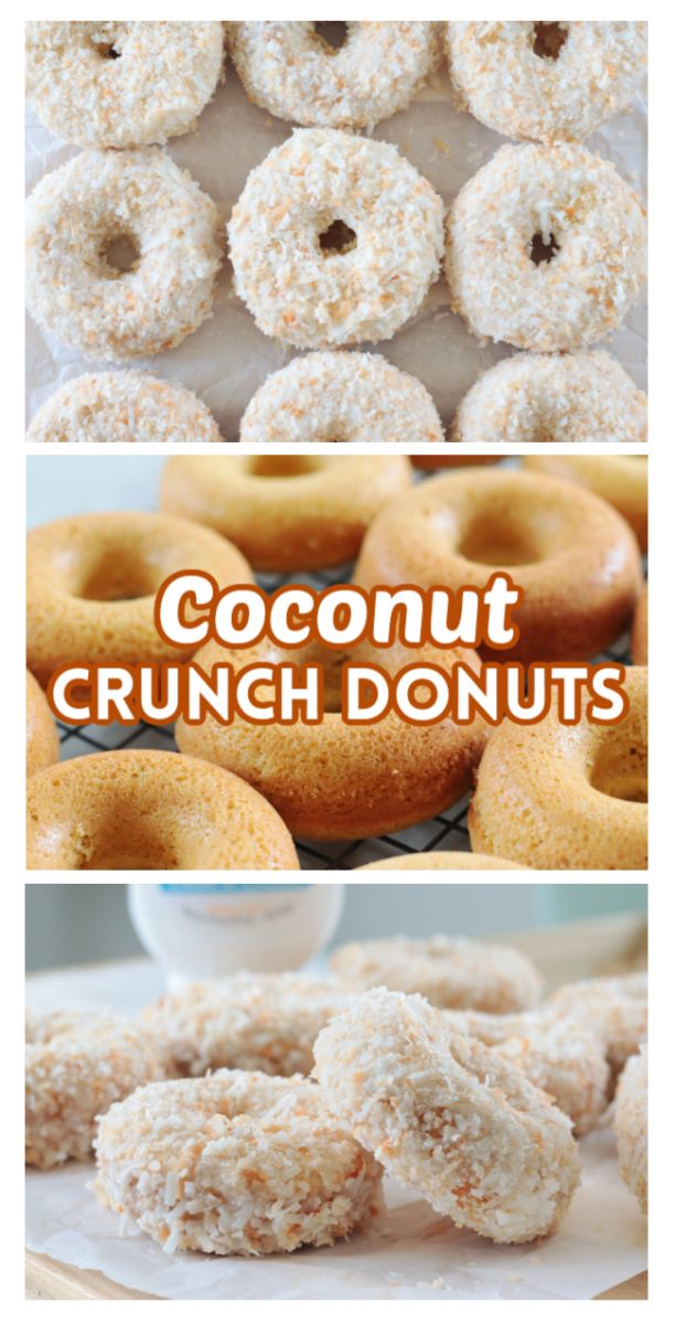 coconut crunch donuts with sugar sprinkles on top and in the bottom