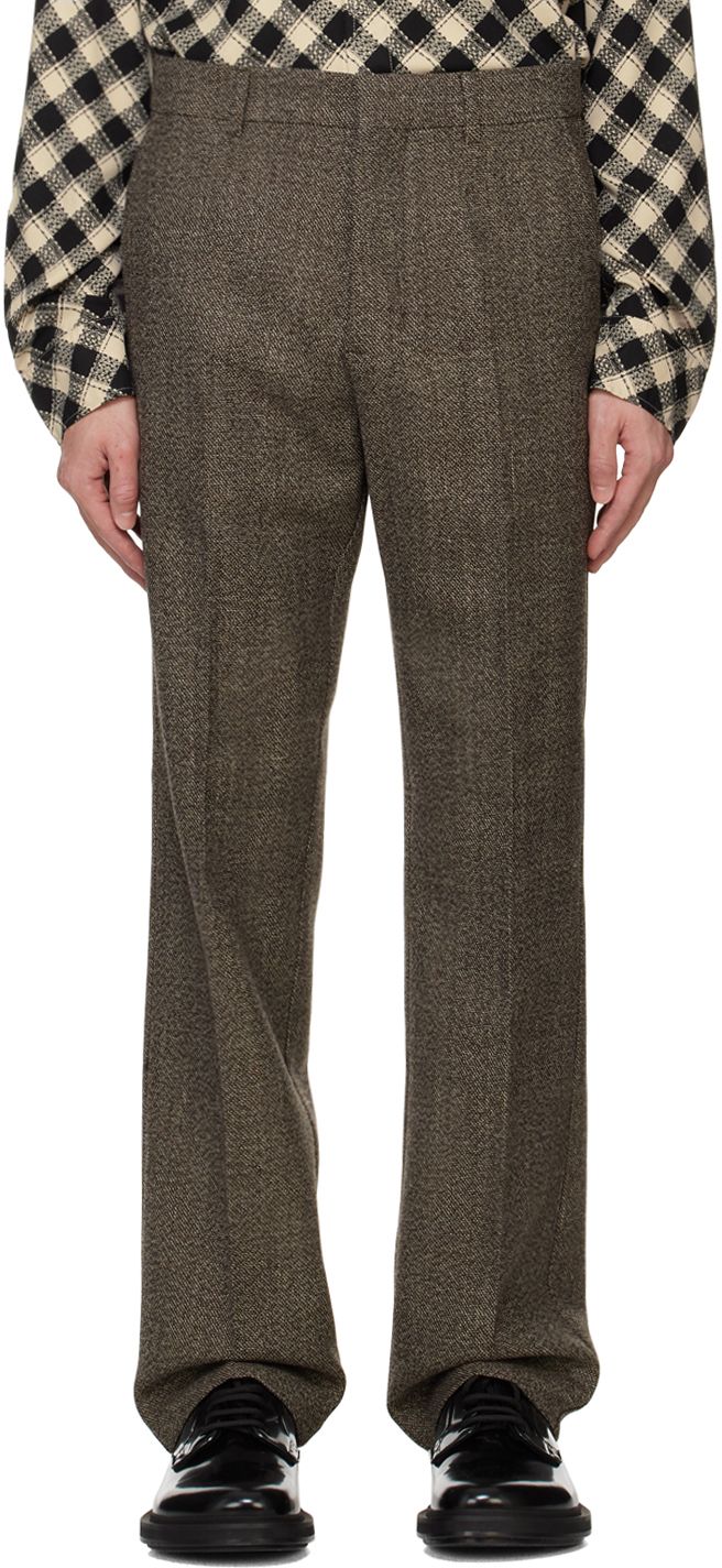 Straight-leg virgin wool- and cotton-blend tweed trousers. · Belt loops · Four-pocket styling · Zip-fly · Creased legs · Horn hardware Supplier color: Coffee/Off-white Straight Fit Trousers, Tweed Trousers, Color Coffee, Ami Paris, Fitted Trousers, Horn, Apparel Accessories, Straight Leg, Cotton Blend