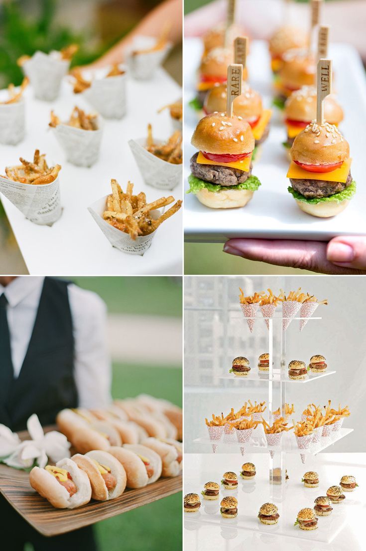 a collage of photos with sandwiches, fries and other food items on display at an outdoor event