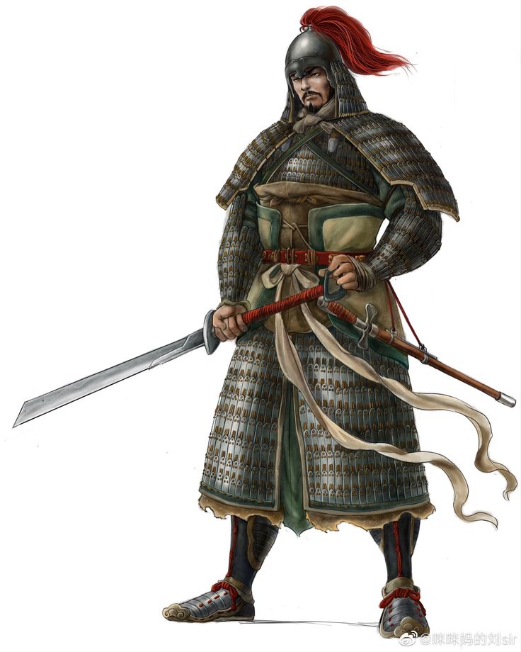 a man dressed in armor and holding two swords