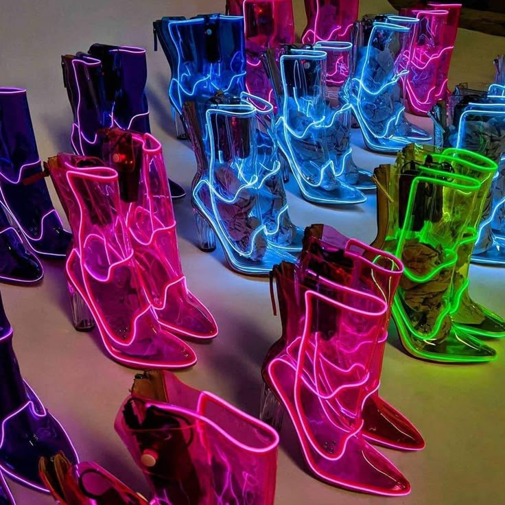 Out Past Midnight Boots : MADE-TO-ORDER Face Jewellery, Neon Party, Next Clothes, Fashion World, Hats For Sale, Neon Colors, Boots For Sale, Sweet 16, Cute Shoes