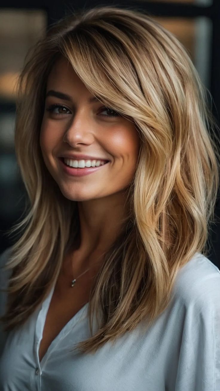 2024 Haircuts for Moms: Transform Your Look with These 15 Cute Ideas! 50 Mid Length To Long Hair Styles, Hair Ideas Long Haircuts, Blonde Women Hairstyles, 360 Medium Haircut, Candace Cameron Bure Hairstyles Long, Medium Length Hair With Rounded Layers, Classic Womens Haircuts, Sophisticated Long Hairstyles, Haircut Over 50 Medium