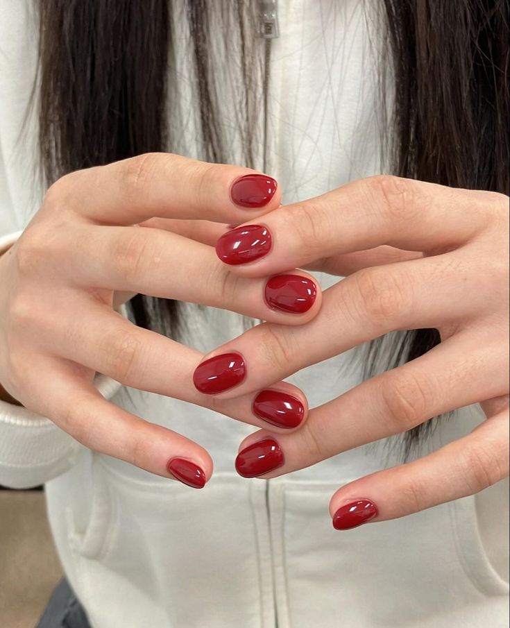 Red Jelly Nails, Hello Nails, Hippie Nails, Red Jelly, Simple Gel Nails, Casual Nails, Blush Nails, Pretty Gel Nails, Red Nail