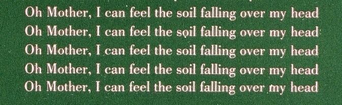 a poem written in white on a green background that says, i can feel the soil falling over my head