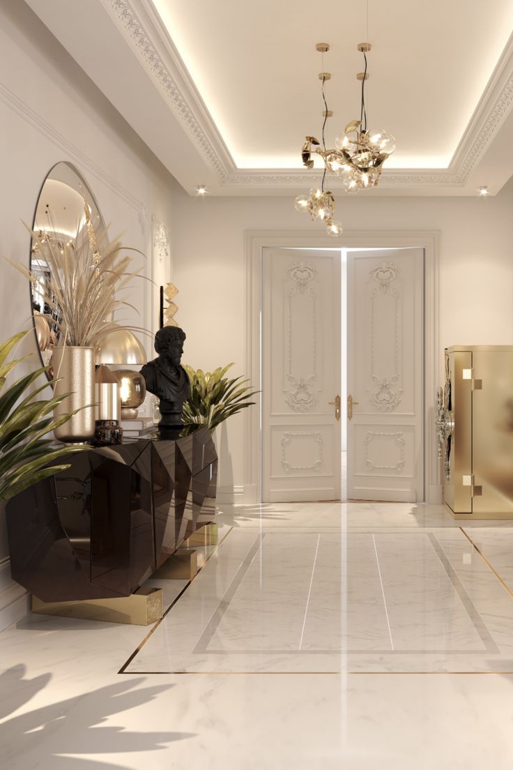 Multi-Million Dollar Luxury Penthouse In The Heart Of Paris - entryway with brown sideboard and a luxury safe Decoration Hall, Luxury Safe, Interior Design Per La Casa, Luxury Penthouse, Luxury Office, Modern Hallway, Entry Way Design, Inspire Me Home Decor, Design Room