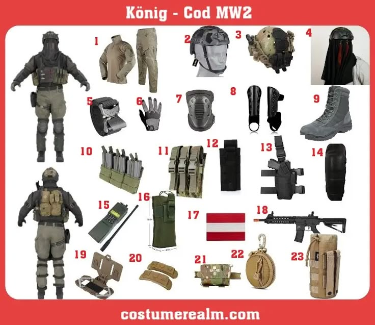 Create the perfect König Costume for Halloween with our step-by-step guide. Get ready for an unforgettable experience. Call Of Duty Costume, Call Of Duty Costumes, Cod Cosplay, Mei Cosplay, Forearm Guard, Drop Leg Holster, Cod Oc, Camouflage Uniform, Plate Carrier Vest