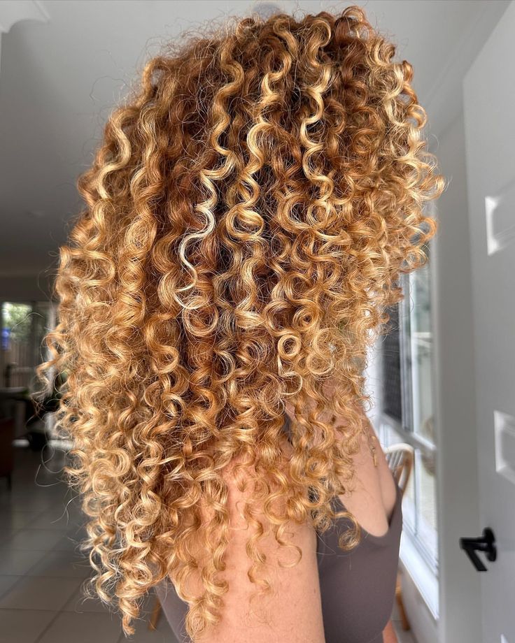 BRISBANE CURLS & BALAYAGE | PARIS MCELROY | Enhanced these beautiful natural ginger curls with hand painted balayage 🧡 Curly girl @abbyhalliwell Protected with @olaplex Glossed… | Instagram Copper And Blonde Highlights Curly Hair, Ginger Hair Blonde Highlights Curly, Ginger Curly Hair With Highlights, Strawberry Blonde Balayage Curly Hair, Curly Red Hair With Blonde Highlights, Curly Hair Colour Ideas, Hair Glossing Before And After, Hair Color Ideas For Curly Hair, Strawberry Blonde Curls