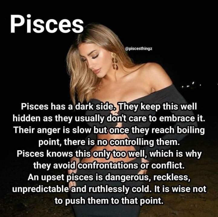 a woman in a black dress with the words pisces written below her chest