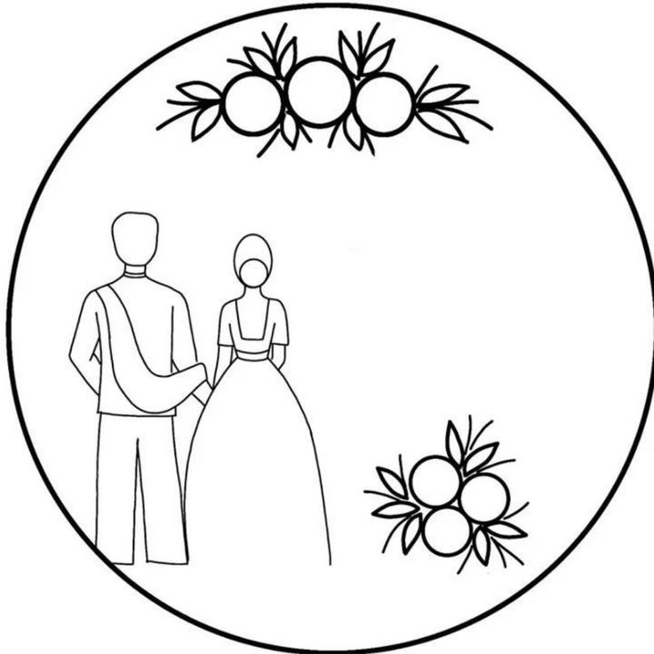 a black and white drawing of a man and woman standing in front of an apple tree