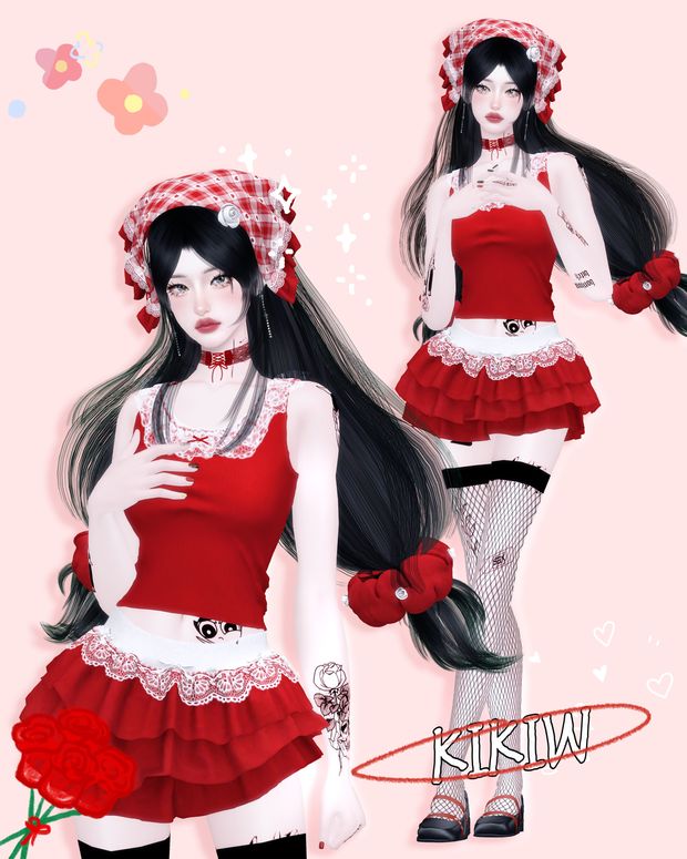 KIKIW.STUDIO-【Warm spring】 | KIKIW.STUDIO Sims 4 Game Mods, Veil Hairstyles, Braids With Curls, Best Sims, Best Mods, Free Content, Sims 4 Game, Warm Spring, Spring Hairstyles