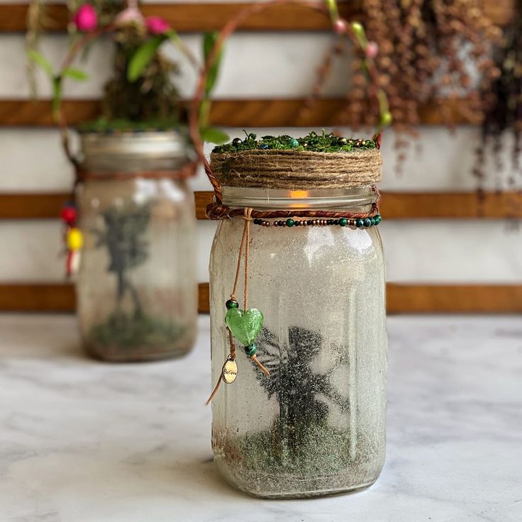 mason jar light with fairy lanterns in it