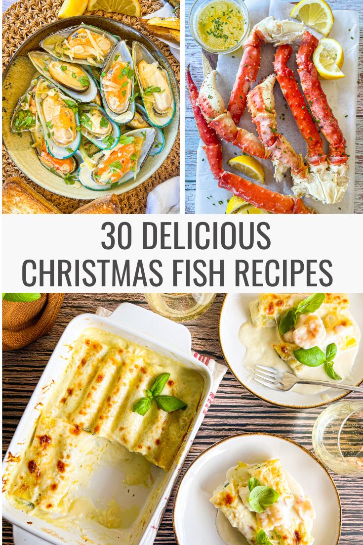 30 delicious christmas fish recipes with text overlay