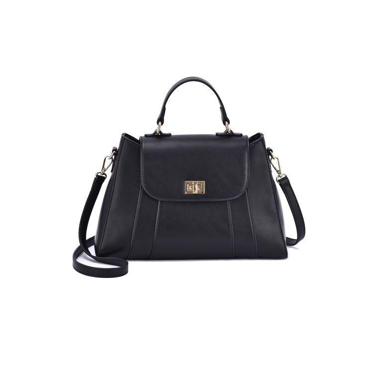 This Burke mini satchel bag from Mellow World features signature geometric lines and a turn-lock closure. How do you accessorize? Check out our ACCESSORIES GUIDE for essential tips to elevate your style with must-have accessories.DETAILS 7.5"H x 11"W x 4"D Handle: 3'' drop Crossbody strap length: 43"-48" Removable/adjustable crossbody strap Twist-lock closure Gold-tone hardware Interior: 1 back zip pocket, 2 front slip pockets Exterior: 1 back zip pocketCONSTRUCTION & CARE Body: faux leather Lin Black Travel Satchel With Hasp Closure, Black Flap Bag With Gold-tone Hardware, Luxury Black Satchel With Hasp Closure, Modern Satchel With Fold Over Clasp And Double Handle, Modern Double Handle Satchel With Fold Over Clasp, Rectangular Travel Satchel With Hasp Closure, Trendy Satchel With Fold Over Clasp For Daily Use, Modern Satchel With Detachable Handle And Flap, Trendy Daily Use Satchel With Fold Over Clasp