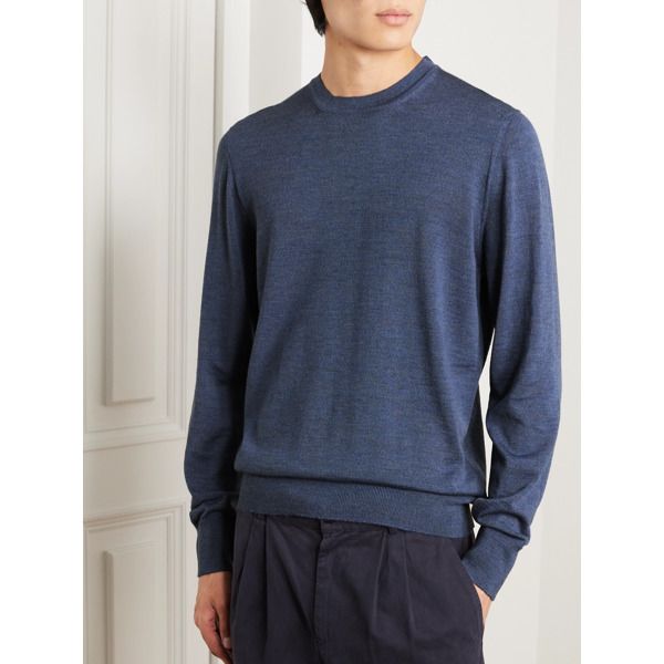 DESIGNED BY MR PORTER. We know the value of a well-made staple, so classic pieces like this sweater form the core of our Mr P. collections. It's been knitted in Italy from soft merino wool and meant to fit comfortably – perfect for layering over crew-neck tees and collared shirts. Wool Polo Sweater With Crew Neck And Fine Knit, Wool Crew Neck Polo Sweater For Work, Wool Polo Sweater With Fine Knit Crew Neck, Wool Crew Neck Polo Sweater In Fine Knit, Crew Neck Fine Knit Wool Polo Sweater, Casual Blue Merino Wool Polo Sweater, Fine Knit Polo Sweater For Work With Crew Neck, Fine Knit Crew Neck Polo Sweater For Work, Fine Knit Polo Sweater For Work