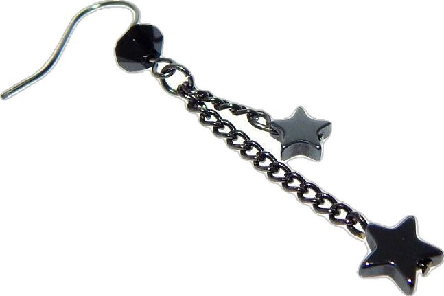 Black Star-shaped Metal Jewelry, Black Star Shaped Metal Jewelry, Nickel-free Black Hematite Jewelry, Black Star Charm Earrings, Black Star-shaped Metal Earrings, Black Star-shaped Earrings For Party, Black Star Charm Jewelry, Black Star-shaped Nickel-free Earrings, Nickel-free Black Star Earrings