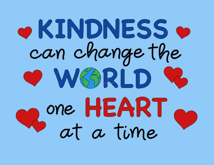 a blue background with hearts and the words kindness can change the world one heart at a time