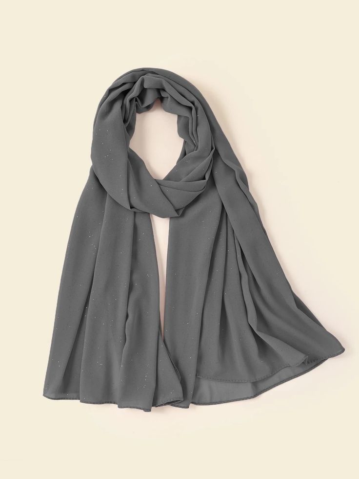 Minimalist Chiffon Scarf | SHEIN USA Grey Hijab, Style Tutorial, Scarf Hijab, Plain Scarves, Neckwear Women, Hijab Style Tutorial, Grey Scarf, Chiffon Scarf, Women's Jewelry And Accessories