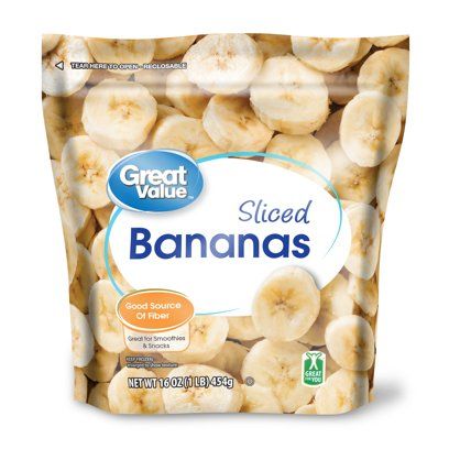 a bag of sliced bananas on a white background