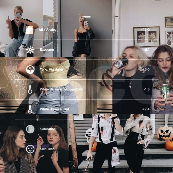 a collage of photos with people on the phone and one woman holding a camera