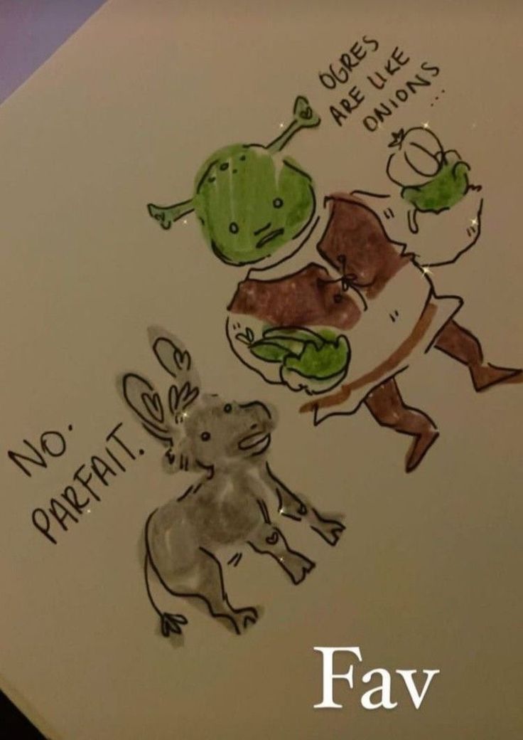 a drawing of two animals with words written on them