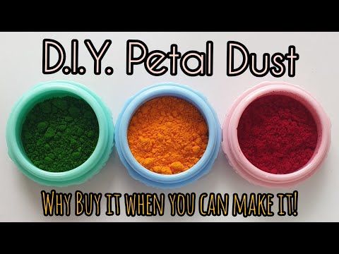 three bowls filled with different colored powders and the words diy petal dust