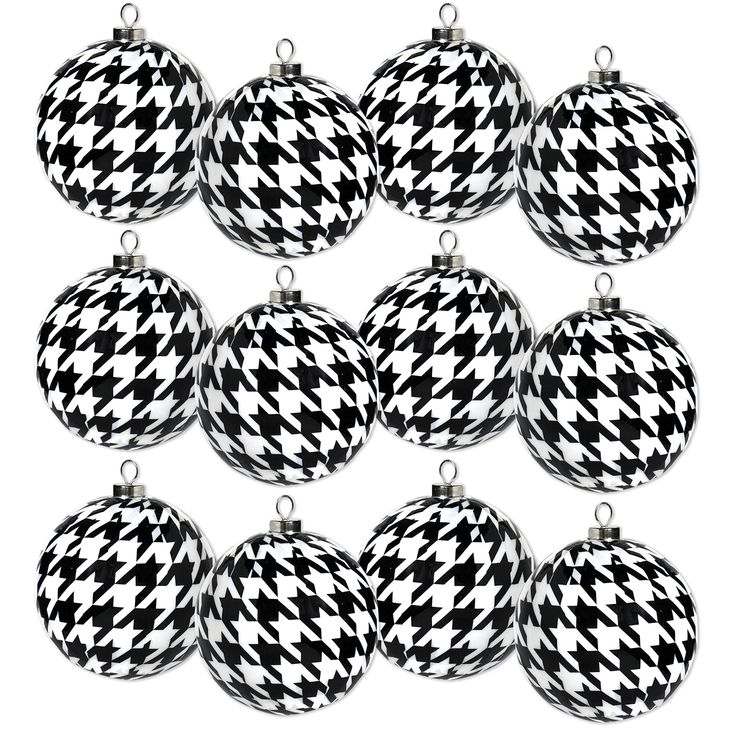 PRICES MAY VARY. Styrofoam Center - Three Inch spheres Small Silver Hook Topper Three, Four Packs of ornaments, enough to make an impact! Classic Black and White Pattern = Elegant tree! 12 - Three Inch Diameter Ornaments with a Black and White Houndstooth Pattern- perfect for 12 days of Christmas Houndstooth Christmas Tree, Houndstooth Decor, Black And White Christmas Ornaments, Christmas Tree Black And White, Disco Christmas, Black And White Christmas Tree, Black White Christmas, Black And White Christmas, White Christmas Ornaments