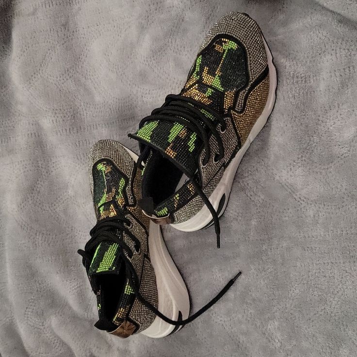 7.5 Camo Bling. Never Worn. Pet Free/Smoke Free Home. Bling Sneakers, Camo Shoes, Black Bustier, Shoes Steve Madden, Green Gold, Steve Madden Shoes, Bling Bling, Green And Gold, Womens Shoes Sneakers