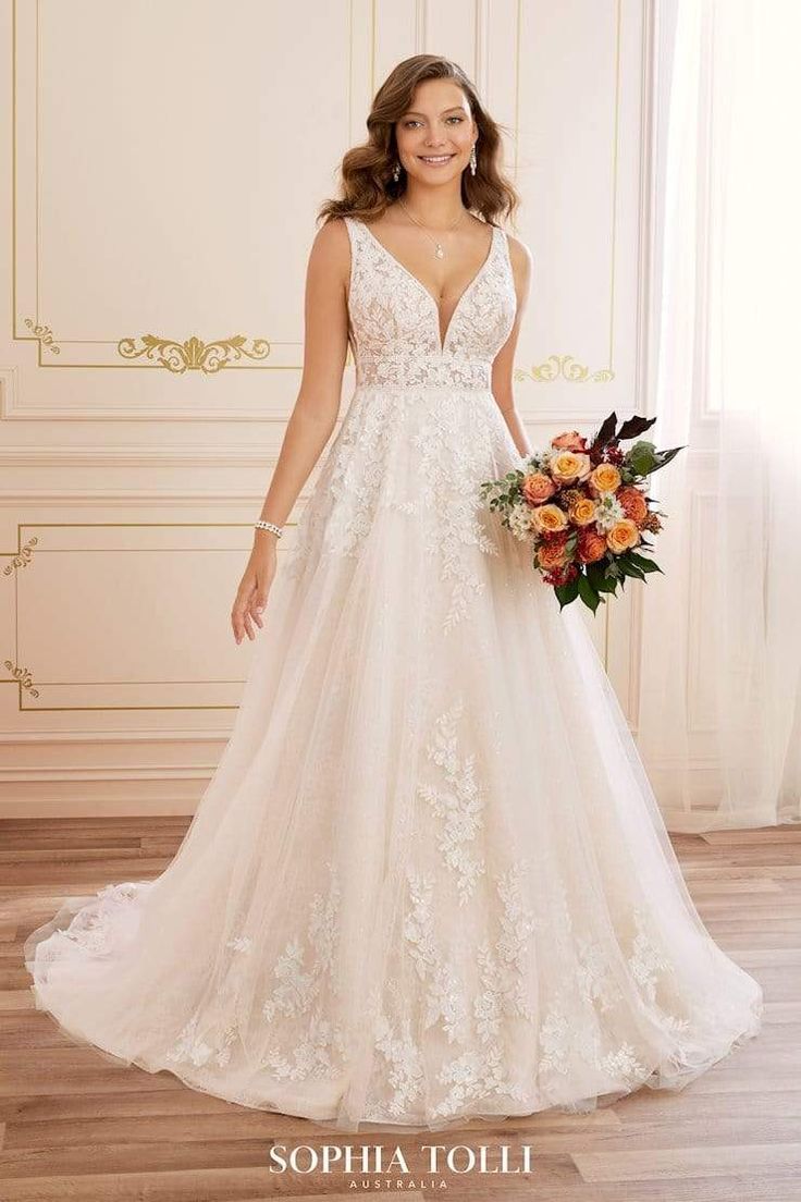 Sophia Tolli Wedding Dress Sophia Tolli: Y22066 - Annika Sophia Tolli Wedding Dresses, Floral Lace Wedding Dress, Spaghetti Strap Wedding Dress, Bohemian Beauty, Sophia Tolli, Lightweight Skirt, Wedding Dresses With Straps, Wedding Gowns Mermaid, Georges Hobeika