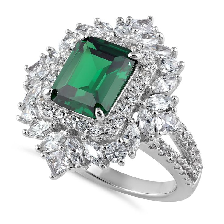 Top of Ring Height: 24.5mm

Top of Ring Width: 22.4mm

Shank Width: 2.4mm


Stone Material: Emerald Cubic Zirconia
Clear Cubic Zirconia

Stone Size: 8.0mmx10.0mm(Emerald)
2.5mm(Princess)
2.0mmx4.0mm(Marquise)
2.5mm(Round)
1.5mm(Round)

Stone shape: Emerald
Princess
Marquise
Round

Stone Carat Weight: 3.79 ct.
0.1 ct.
0.1 ct.
0.06 ct.
0.015 ct.

Total Number of Stones: 77

Stone Setting: Prong


Metal: 925 Sterling Silver

Plating: Rhodium

Finish: High Polish Stone Material, Stone Setting, Cz Ring, Cluster Ring, Stone Settings, Emerald Green, Vintage Floral, Cubic Zirconia, Emerald