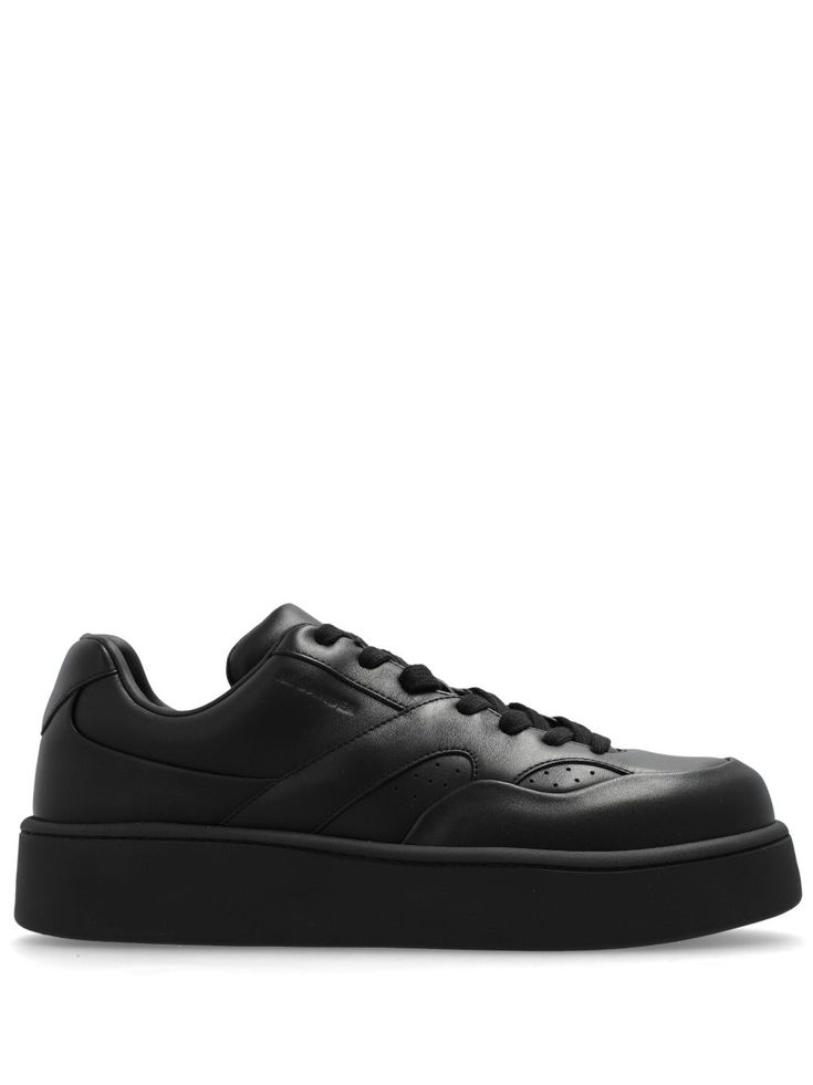 black calf leather tonal design panelled design debossed logo to the side perforated detailing round toe front lace-up fastening leather lining padded ankle branded leather insole chunky rubber sole Jil Sander Shoes, Debossed Logo, Balenciaga Track, Balenciaga Triple S, Summer Beach Wear, Gorgeous Bags, Derby Shoes, Espadrille Shoes, Party Shoes