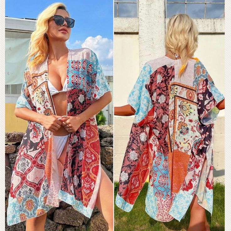 Boho Floral Allover Patchwork Print Kimono Swim Coverup Wrap Cardigan Tribal New In Package Condition- No Visible Flaws One Size Fits Most (See Measurements) Loose Fit Machine Wash Polyester Questions? Leave A Comment Below! Other Listings: Boho, Western, Cowboy, Bohemian, Anthropologie, Free People, Johnny Was, Antique, Ancient, Zara, Gypsy, Breeze, Beachy, Indie, Airy, Rockabilly, Comfortable, Lightweight, Feminine, Flirty, Modern, Cute, Chick, Romantic, Cool, Relaxed, Summer Vacation, Trendy, Patchwork Long Sleeve Kimono For The Beach, Long Sleeve Patchwork Kimono For The Beach, Multicolor Patchwork Summer Kimono, Spring Beach Kimono With Patchwork, Multicolor Patchwork Beach Kimono, Multicolor Patchwork Kimono For Beach, Multicolor Patchwork Kimono For The Beach, Multicolor Patchwork Kimono For Vacation, Beach Patchwork Multicolor Kimono