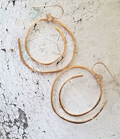 Light weight gold spiral statement earrings Modern Twist Nickel Free Hoop Earrings, Modern Twist Nickel-free Hoop Earrings, Elegant Spiral Gold Plated Earrings, Elegant Gold Spiral Wrap Earrings, Elegant Wire Wrapped Wrap Earrings In Brass, Modern Twist Round Earrings For Everyday, Gold Earrings With A Modern Twist, Elegant Yellow Gold Swirl Earrings, Modern Spiral Hoop Earrings As Gift