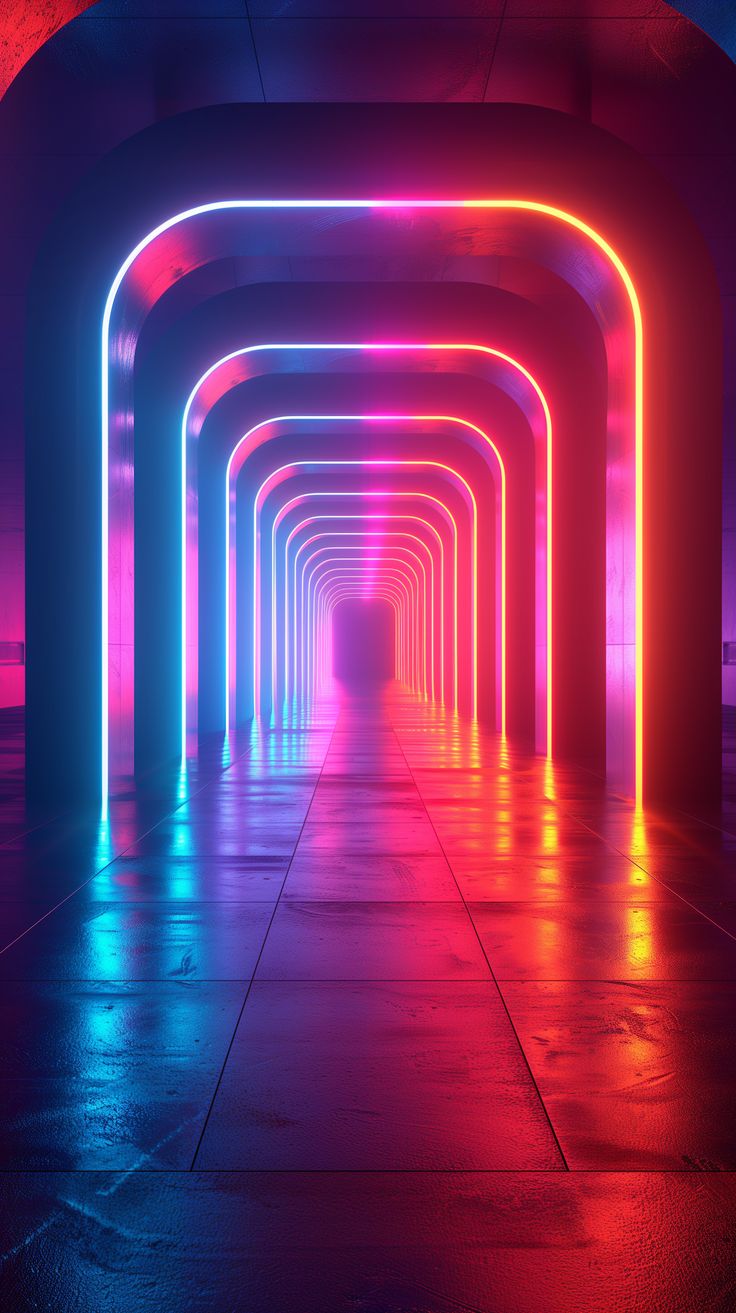 an image of a tunnel with neon lights