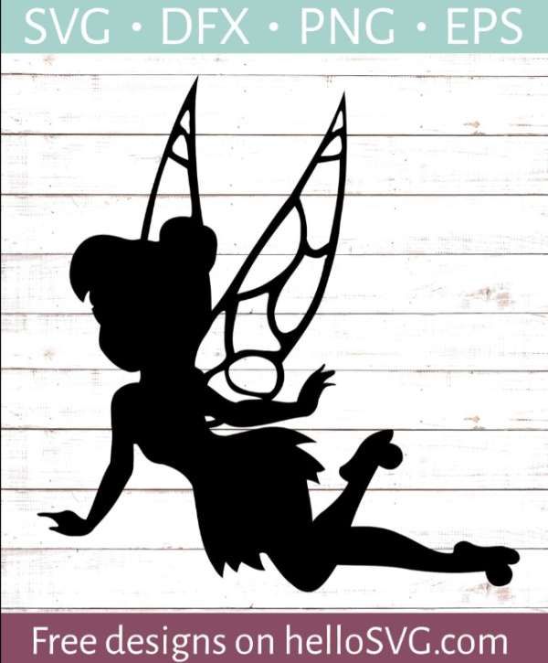 the silhouette of a fairy sitting on her knees