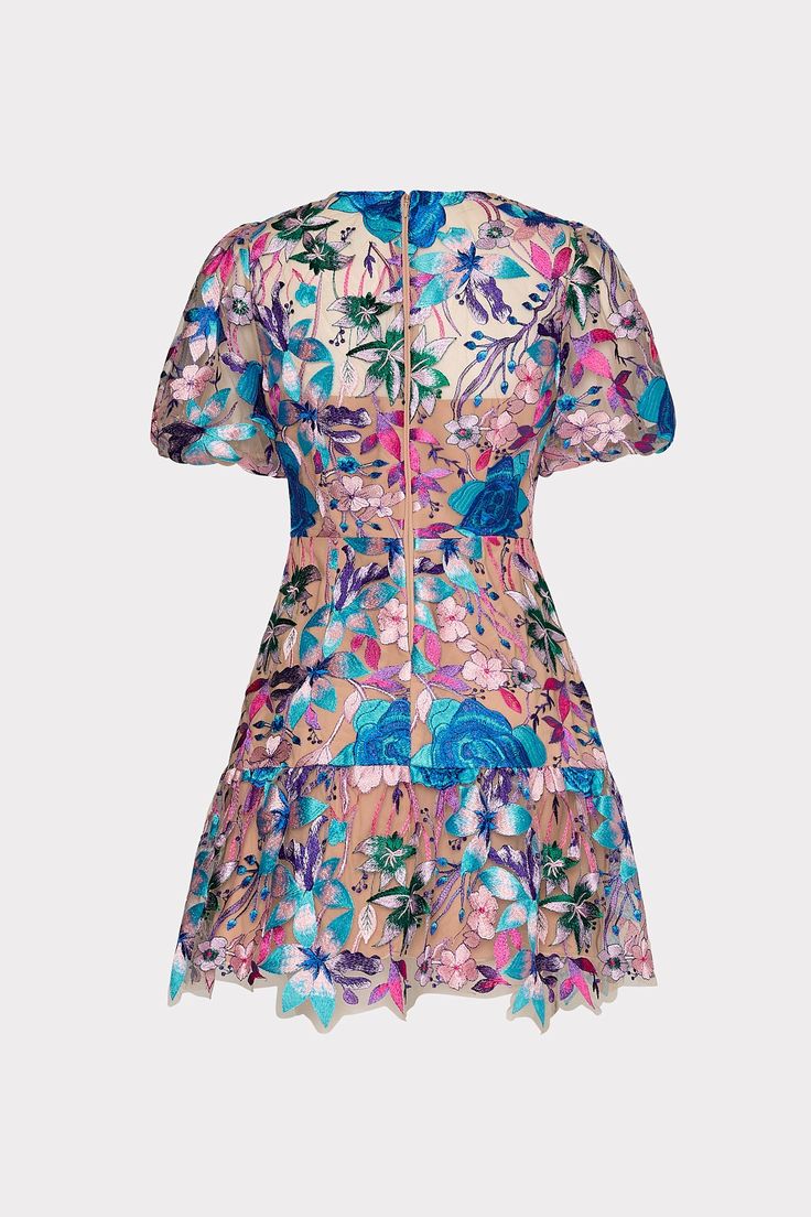 Elevate your cocktail party wardrobe with the Yasmin dress. This season’s version is done in our bursting bouquet of brightly colored and pastel floral embroidery atop a mesh overlay. This mini dress features a feminine, slightly puffed short sleeve with a ruffled skirt. Minimal accessories required. Whimsical Floral Dress, Minimal Accessories, Royal Dresses, Brand Clothes, Floral Embroidered Dress, Ruffled Skirt, Maxi Dress Cocktail, Cocktail Evening Dresses, Mesh Overlay