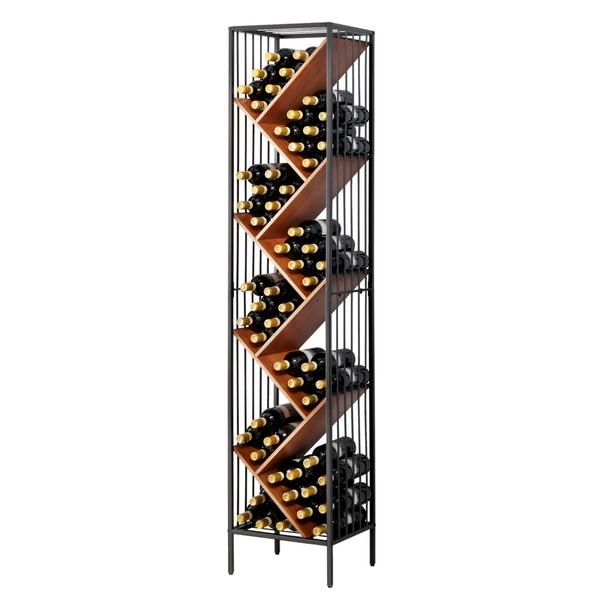 a wine rack with many bottles in it