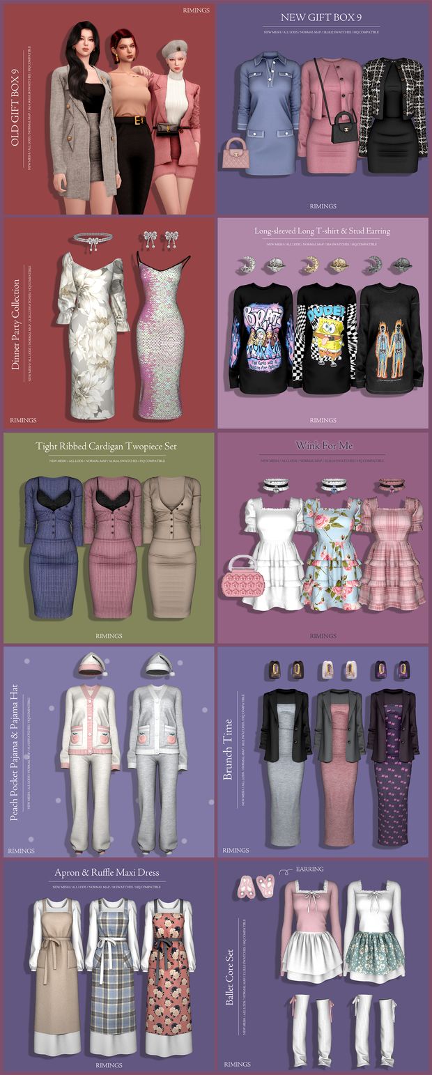 the different types of dresses are shown in this image, and there is also an info sheet